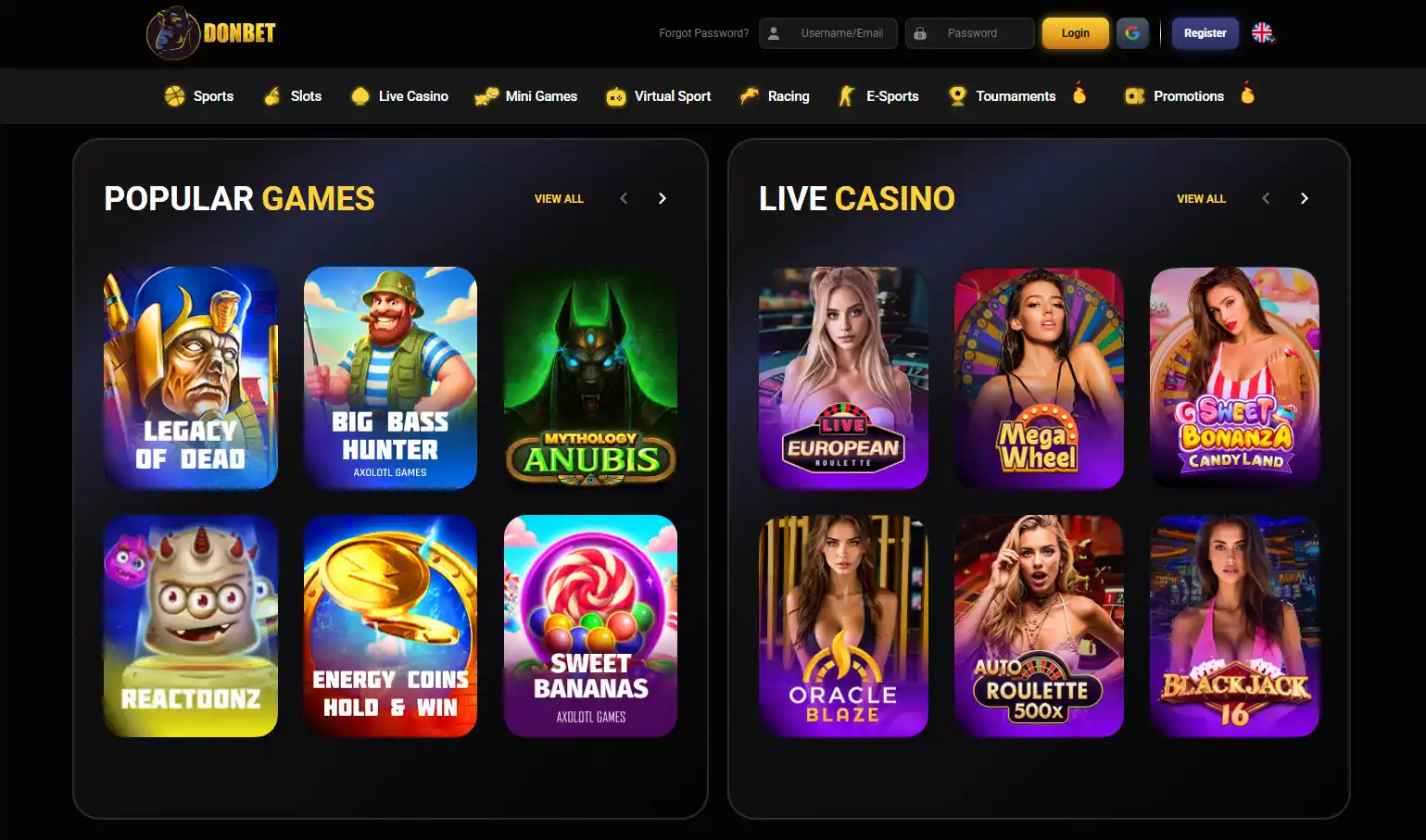 Donbet Games: Slots, Providers, Live Casino and Sportsbook