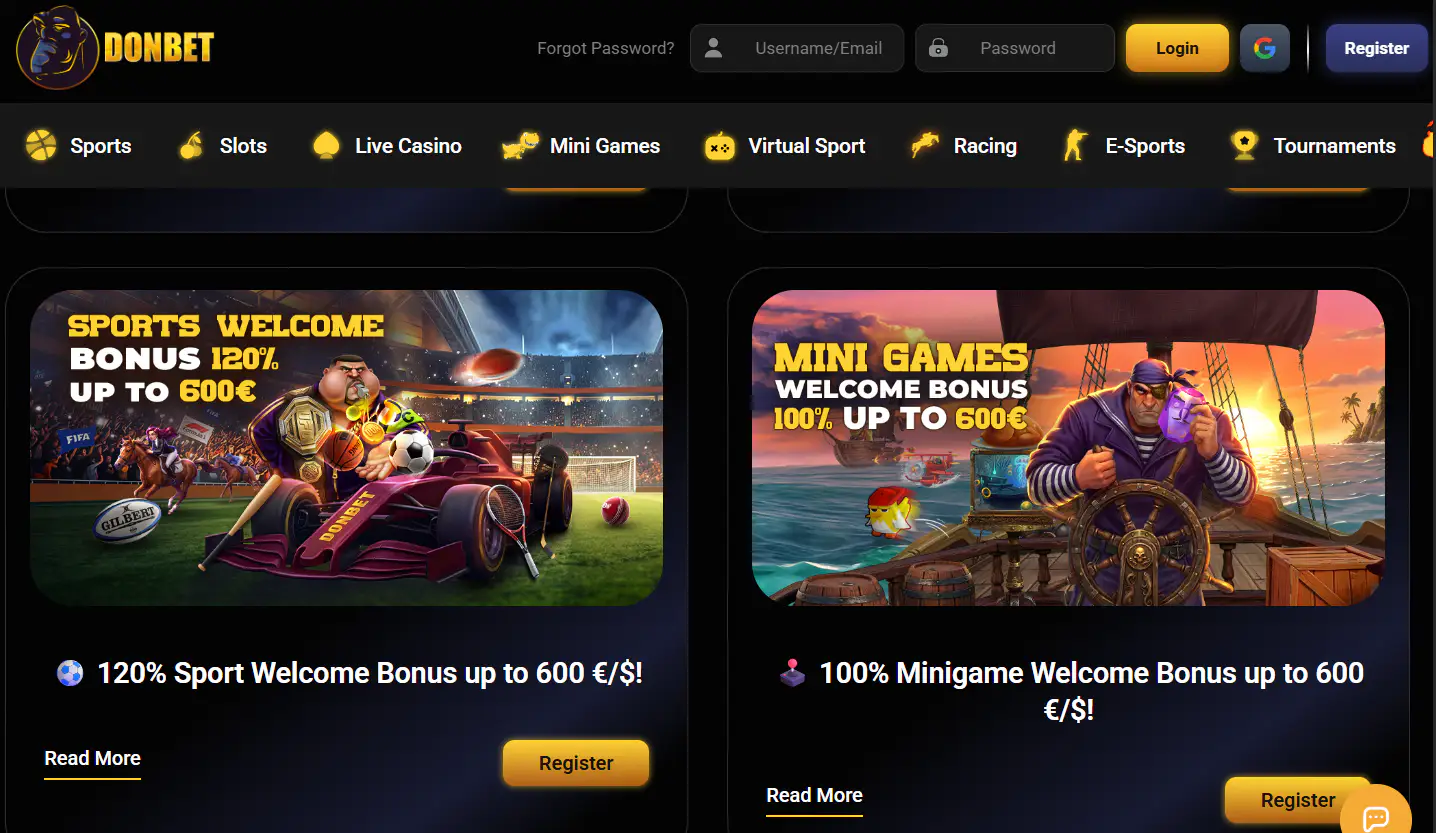 Current Donbet welcome-offer banner and terms link